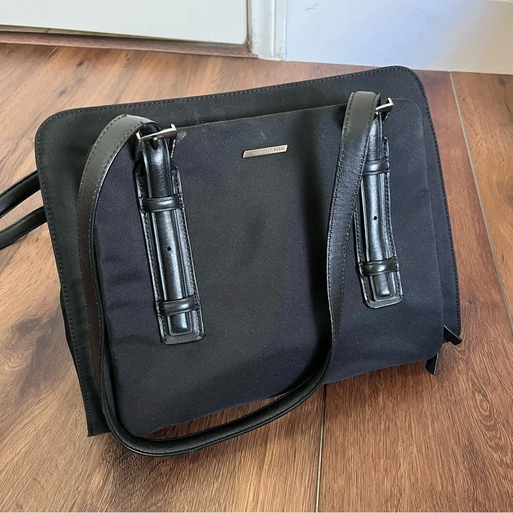 Francesco Biasia black nylon lap top work bag